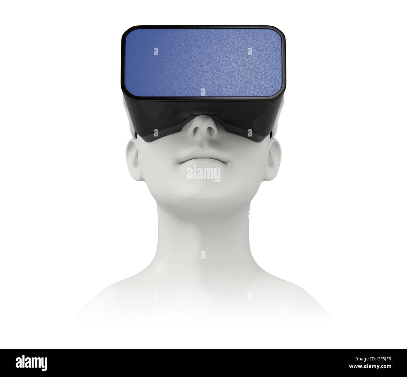 CG model wearing VR headset isolated on white background. 3D rendering image. Stock Photo