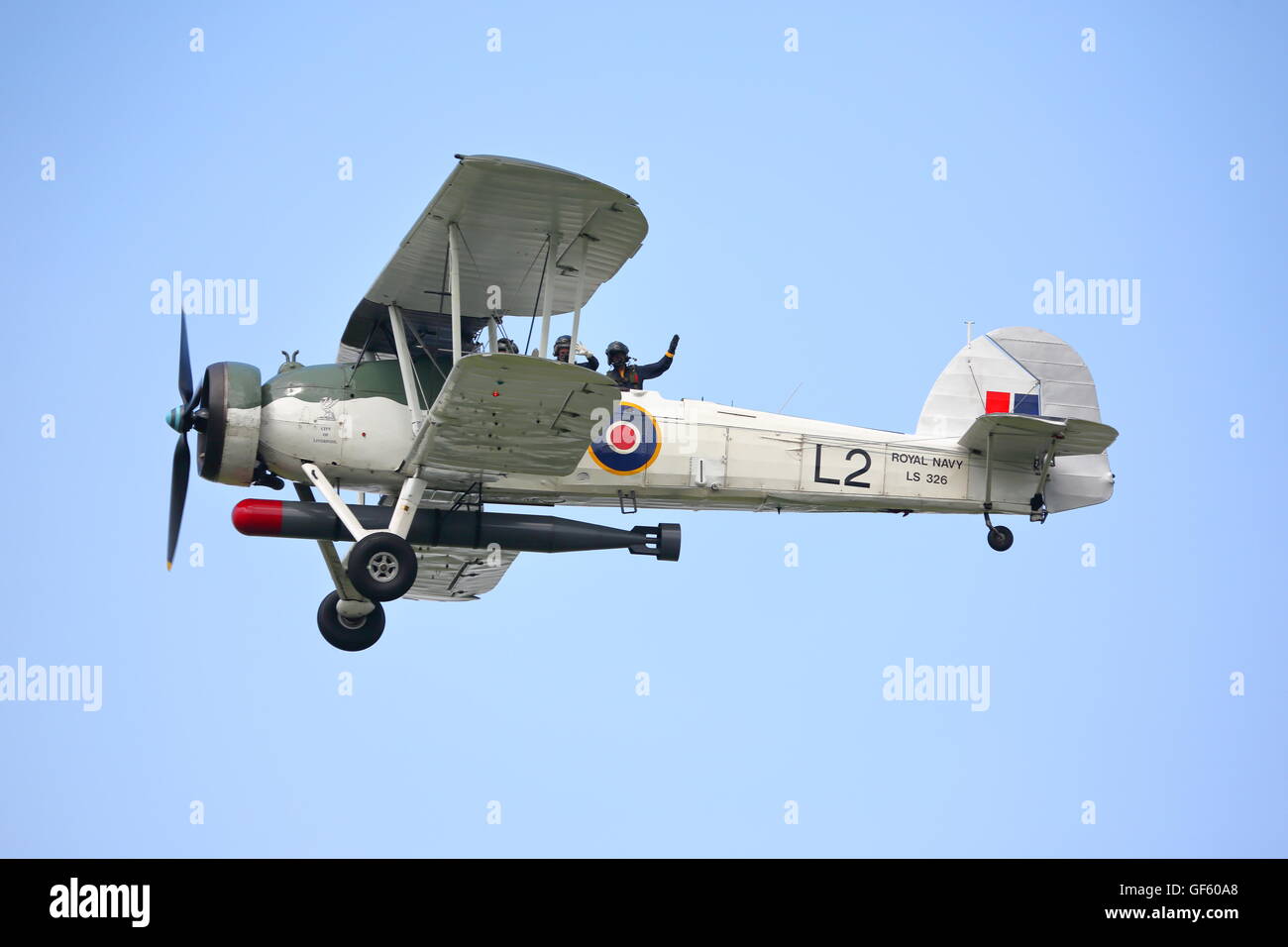 The Royal Navy Fairey Swordfish LS326 torpedo bomber at the Dunsfold