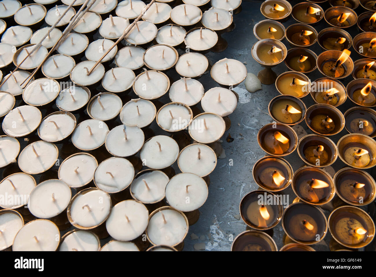 Nepal, Kathmandu, candles Stock Photo Alamy