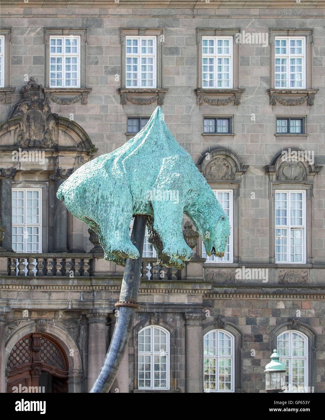 impaled polar bear sculpture named Unbearable in Copenhagen the capital city of Denmark Stock Photo