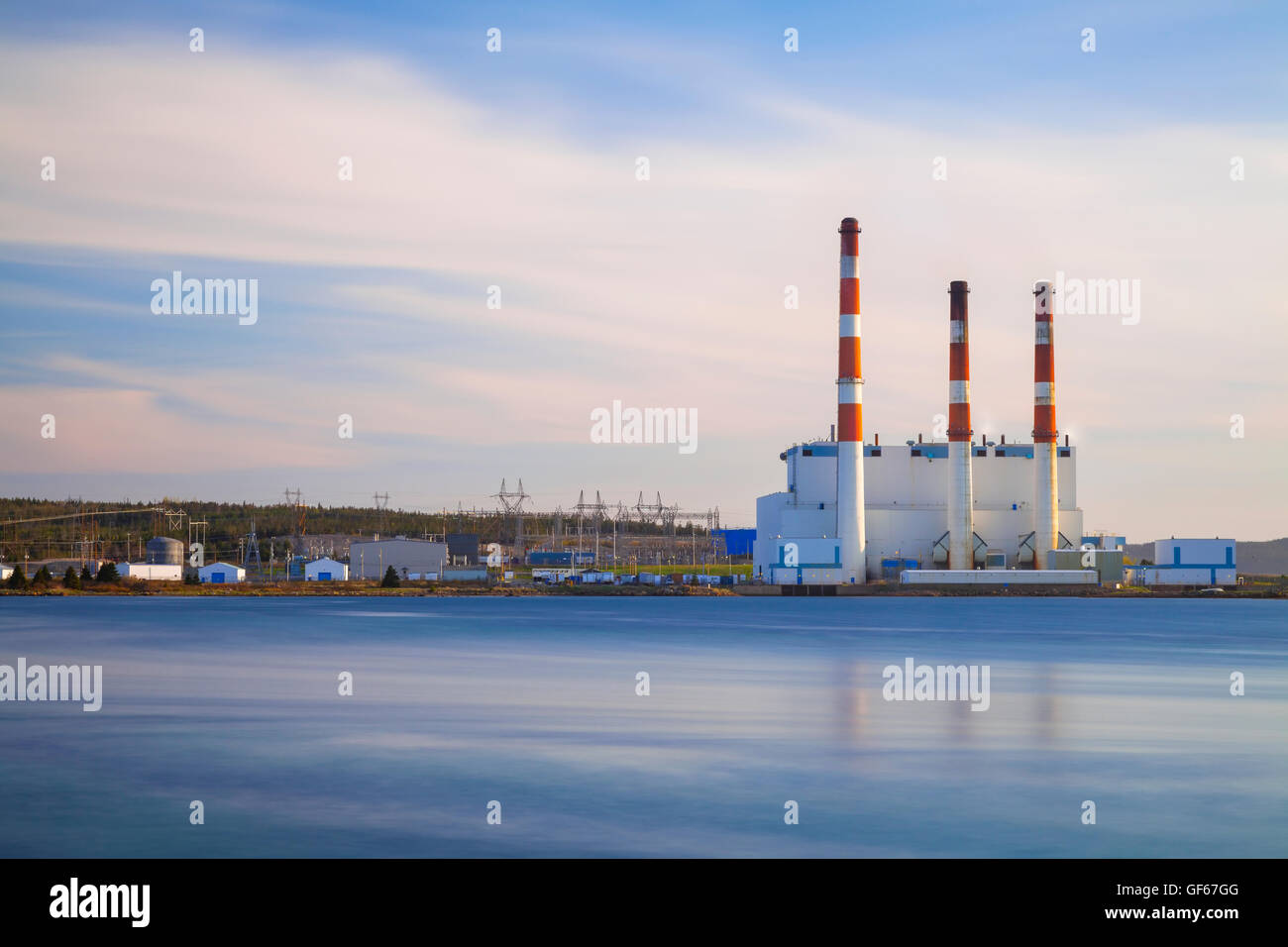 The Holyrood Thermal Electric Generating Station in Conception Bay, Newfoundland, Canada. Stock Photo