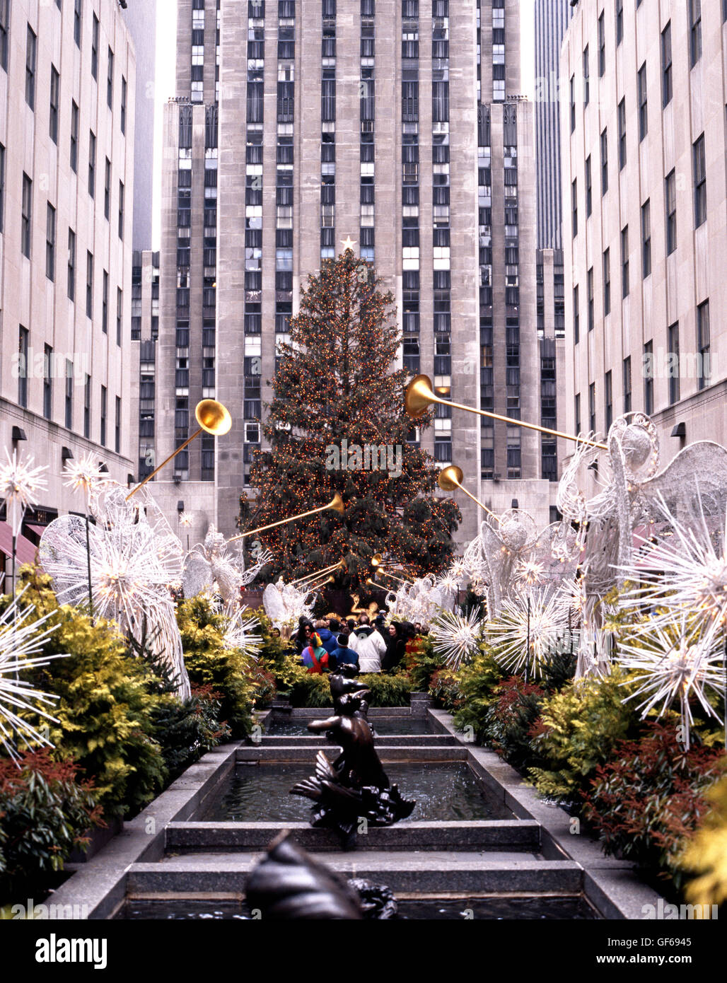 GE building in the Rockefeller Centre at Christmas, New York, USA. Stock Photo