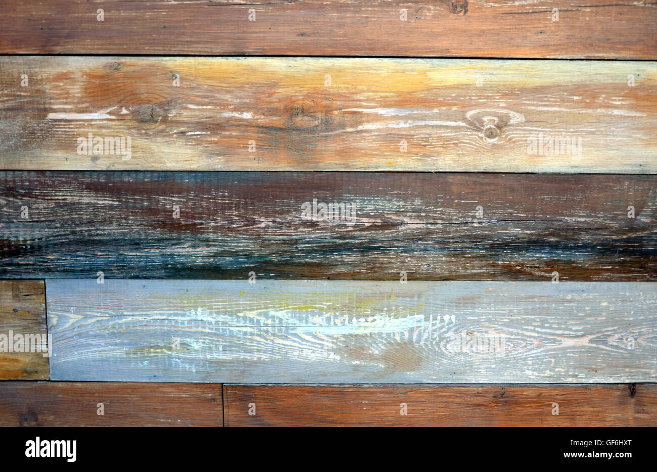 multiple colored wood planks Stock Photo