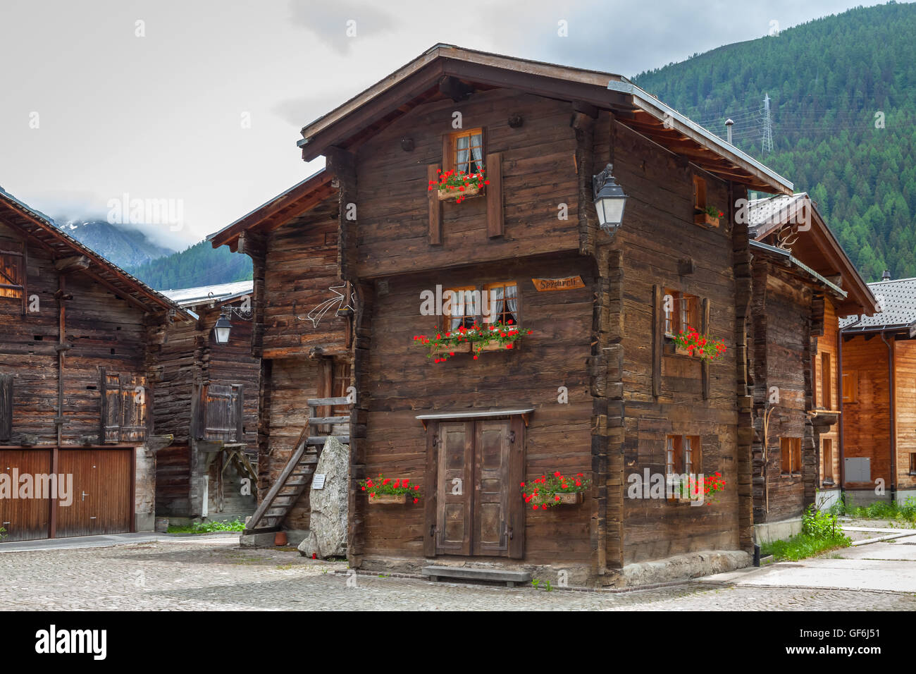 Traditional Swiss chalet. Stock Photo