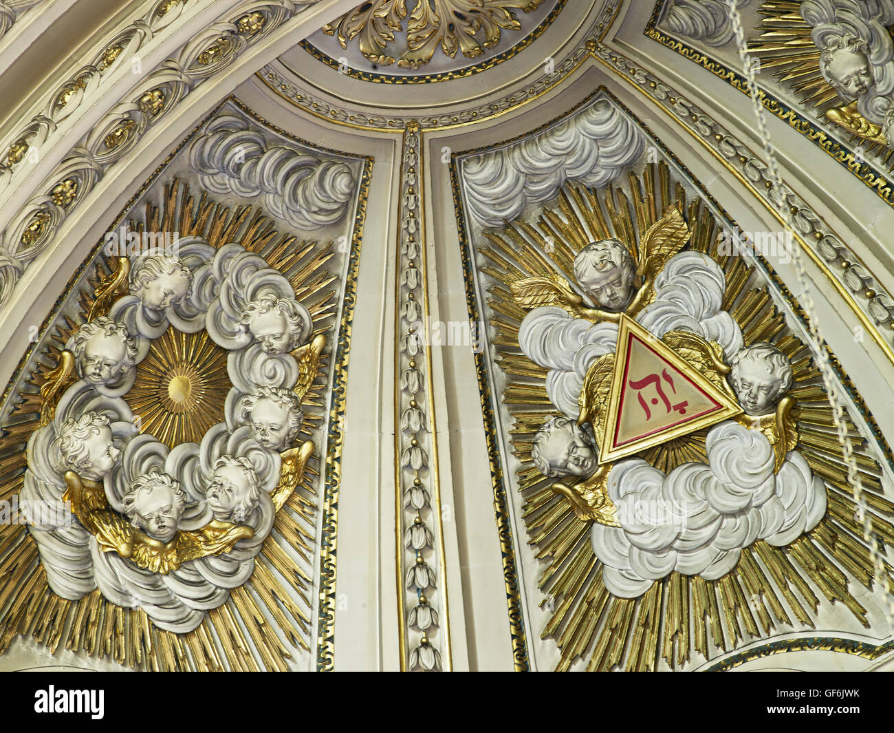 St Mary-le-Strand, cherubs in apse; by James Gibbs 1714-1717. Stock Photo