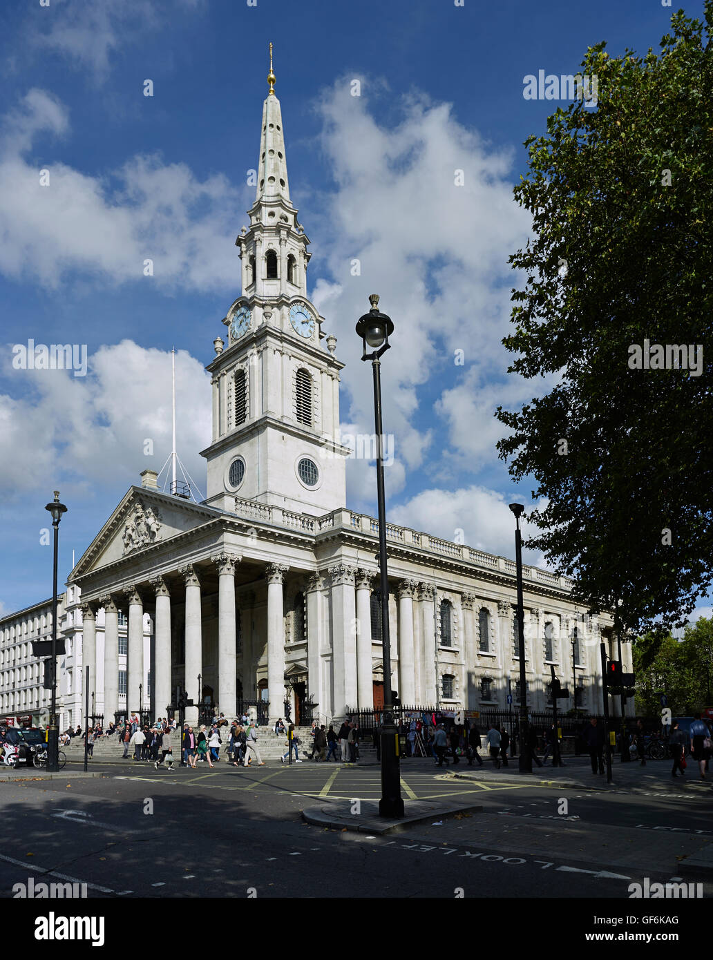 St Martin In The Fields from south west; by James Gibbs 1720-26. Stock Photo