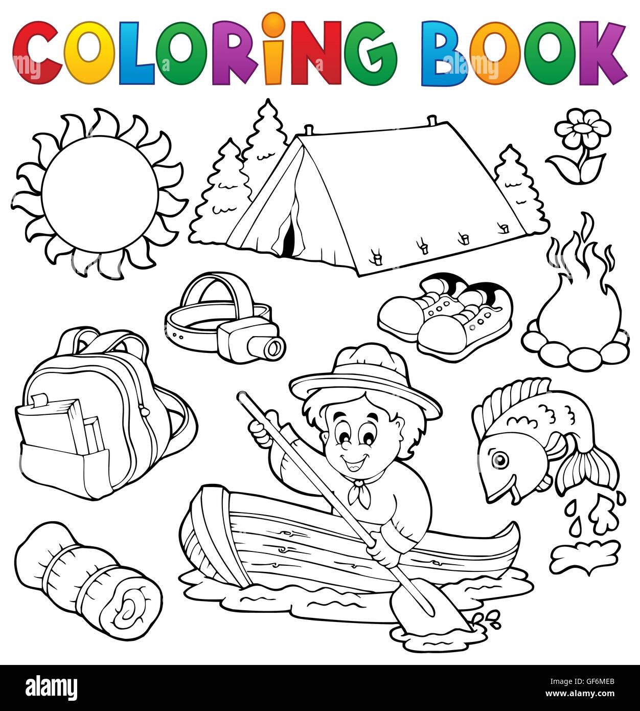 Coloring book summer outdoor collection - picture illustration Stock