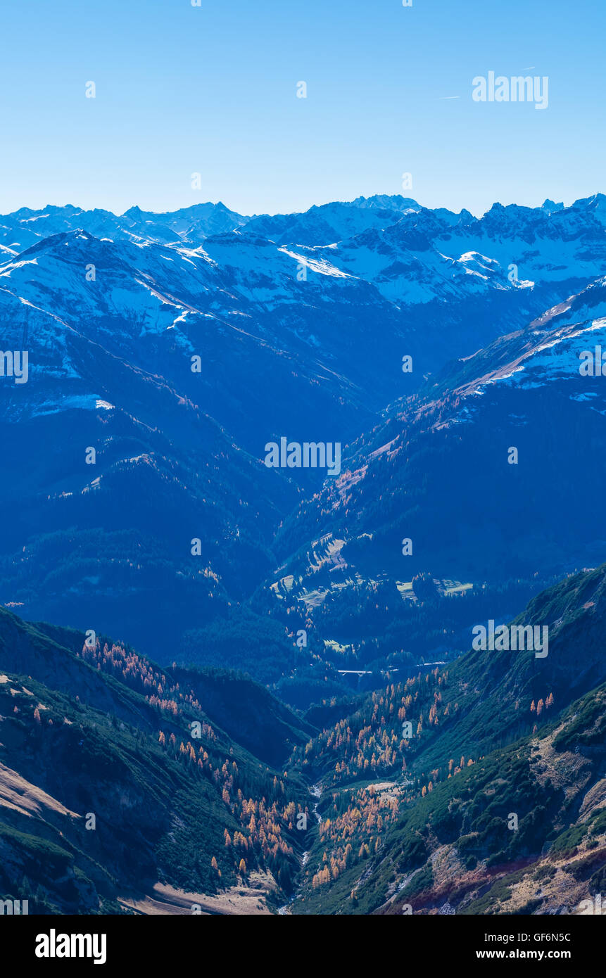 Panorama of Lechtal Alps from the mountainside of E5, North Tyrol, Austria Stock Photo