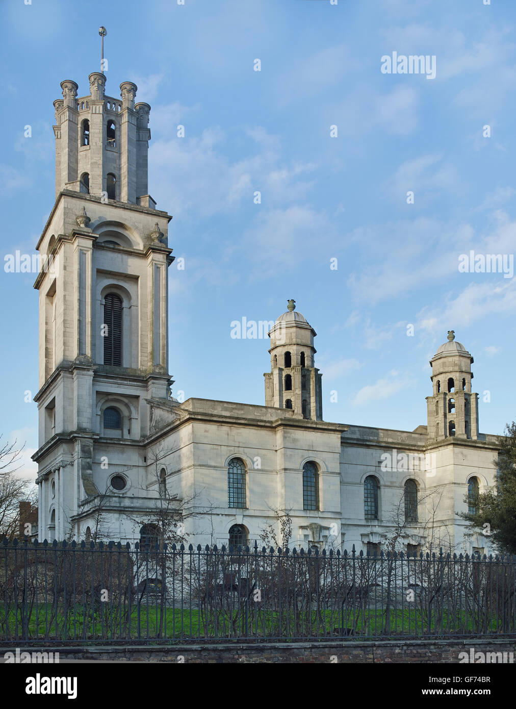 St George in-the-East, Stepney. View from south; built by Nicholas Hawksmoor 1714 - 1729 Stock Photo