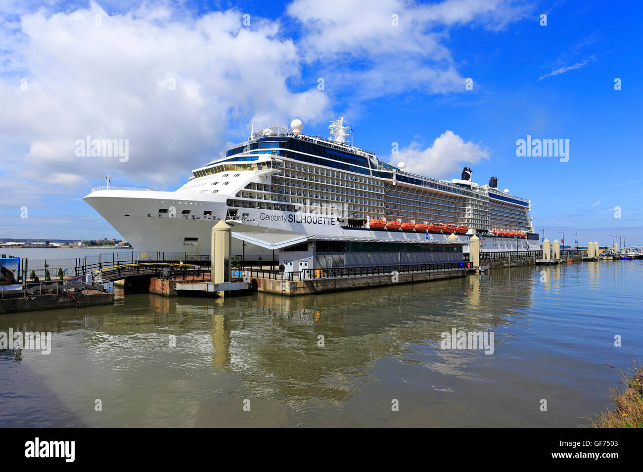 Celebrity Silhouette Cruise ship at the terminal Liverpool Merseyside England UK Stock Photo