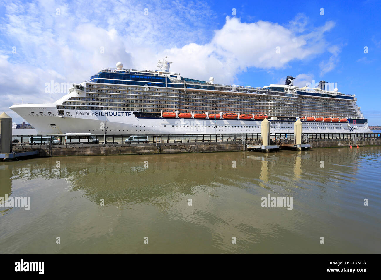 Celebrity Silhouette Cruise ship at the terminal, Liverpool, Merseyside, England, UK. Stock Photo