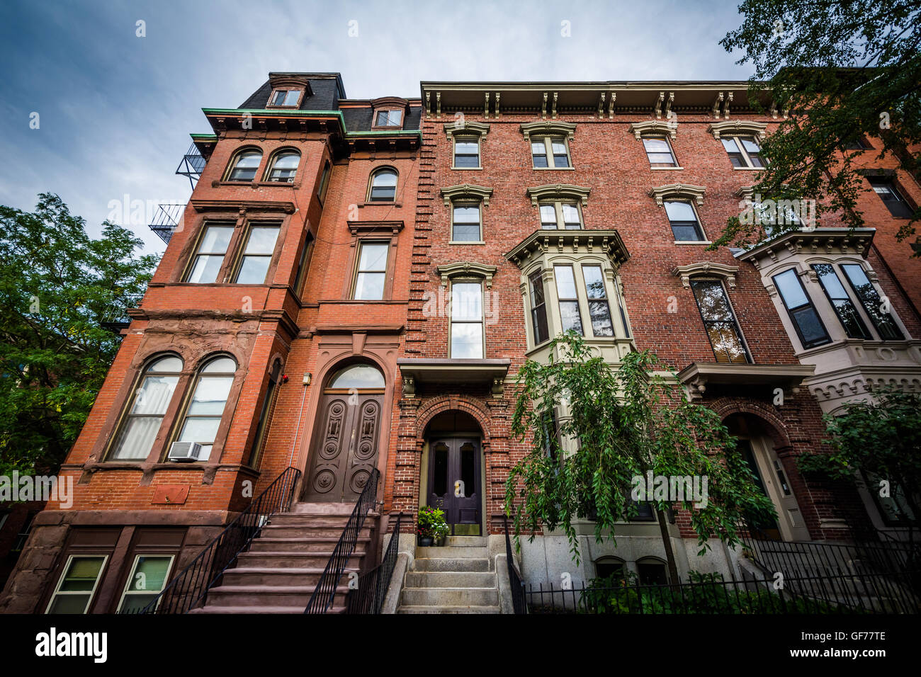 Houses in Bunker Hill, Charlestown, Boston, Massachusetts Stock Photo