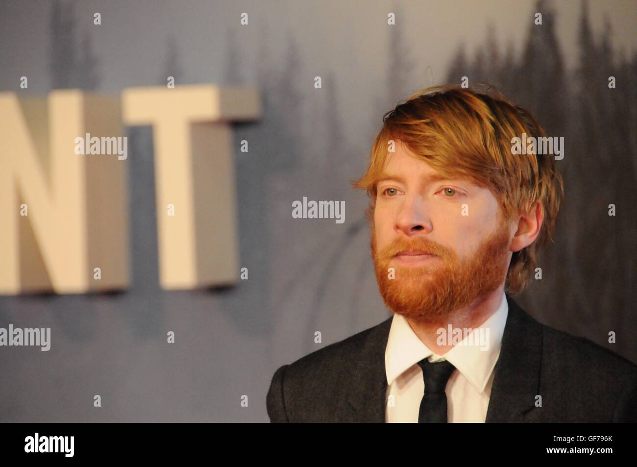 The Hollywood actor Domnhall Gleeson, at the London film premiere of The Revenant. Stock Photo