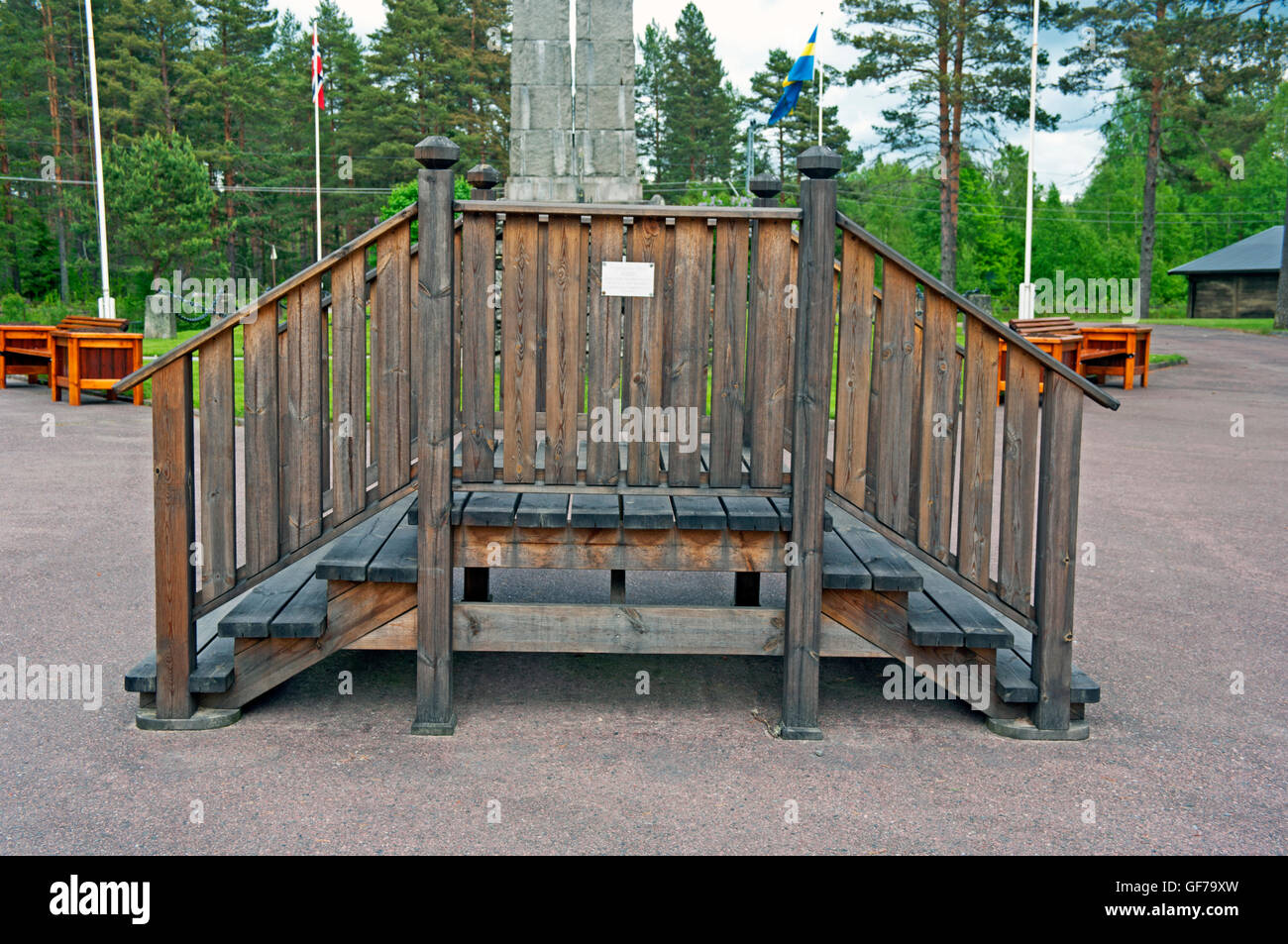 Morokulien Border between Norway and Sweden, the steps Diviides the Countries Stock Photo