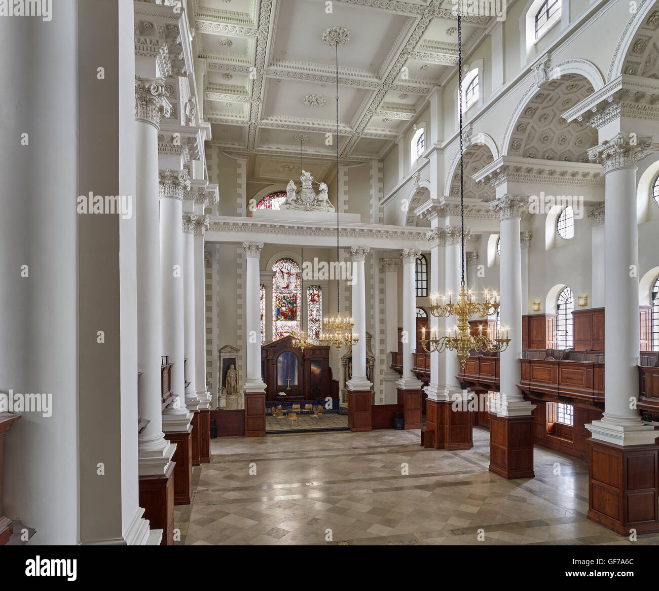 Christ Church Spitalfields nave to east; built by Nicholas Hawksmoor 1714 - 1729 Stock Photo