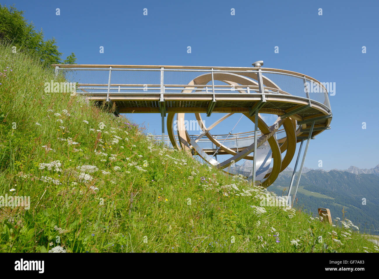 Walkable sundial near Elfer cable car summit station, Neustift im Stubaital, Tyrol, Austria, Europe Stock Photo
