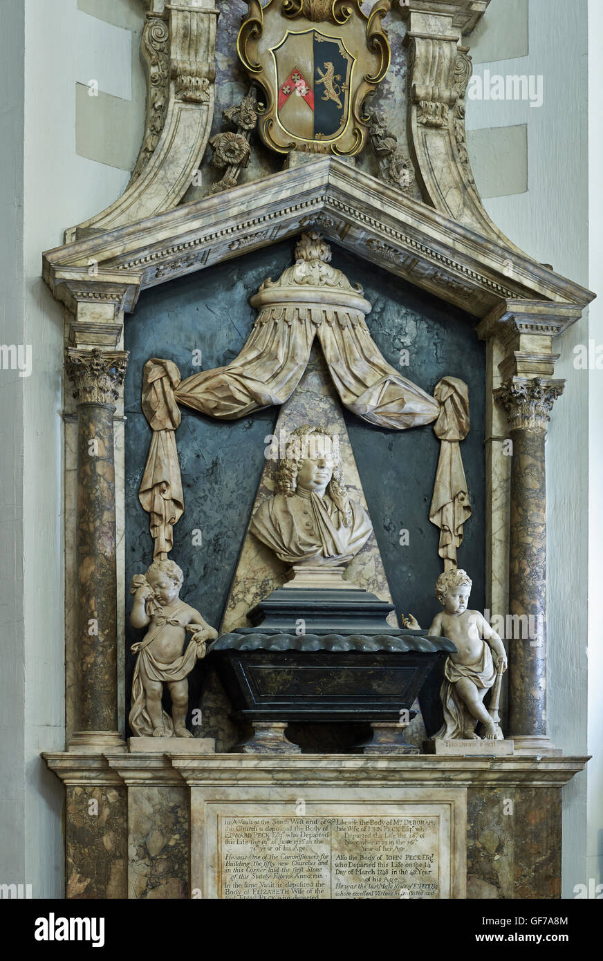 Christ Church Spitalfields Monument to Edward Peck; built by Nicholas Hawksmoor 1714 - 1729 Stock Photo