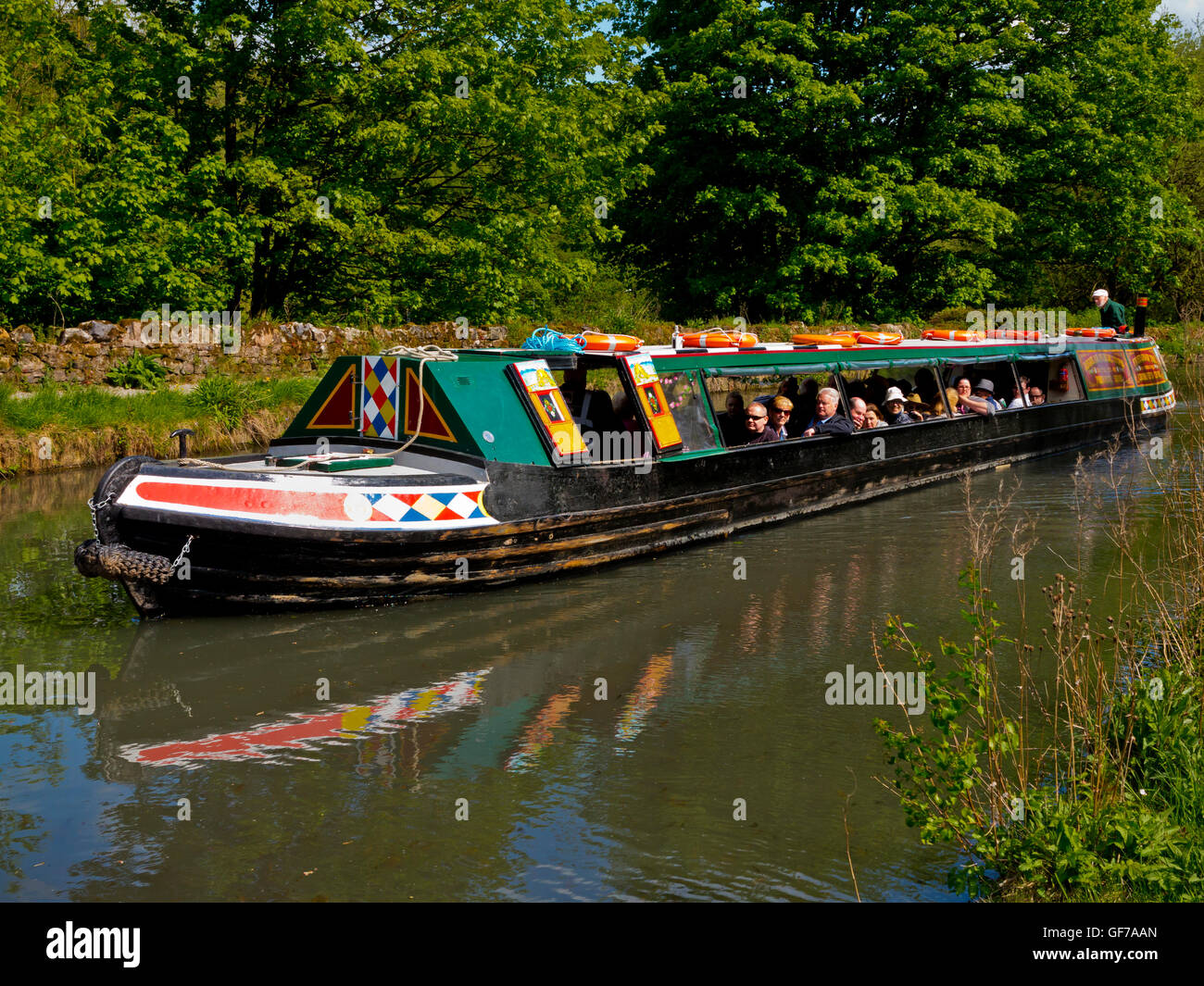 Canal Boat or narrow boat Birdswood on a pleasure ride run by the Friends of Cromford Canal in Cromford Derbyshire England UK Stock Photo