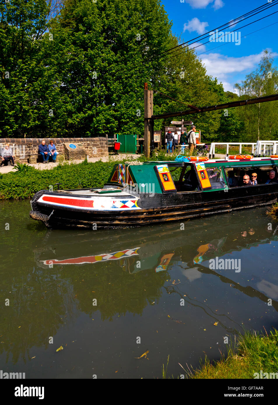 Canal Boat or narrow boat Birdswood on a pleasure ride run by the Friends of Cromford Canal in Cromford Derbyshire England UK Stock Photo