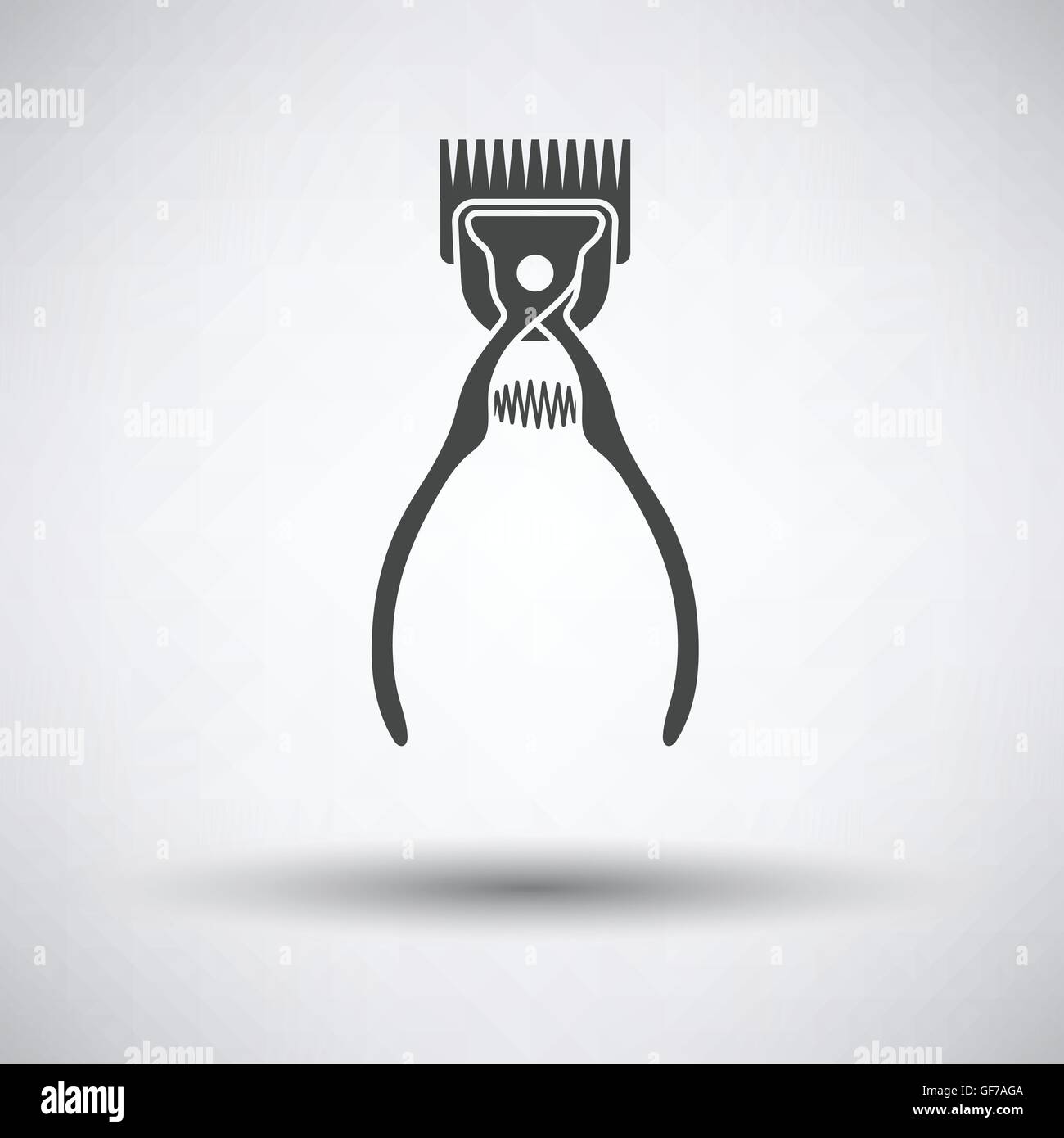 Pet cutting machine icon on gray background with round shadow. Vector ...