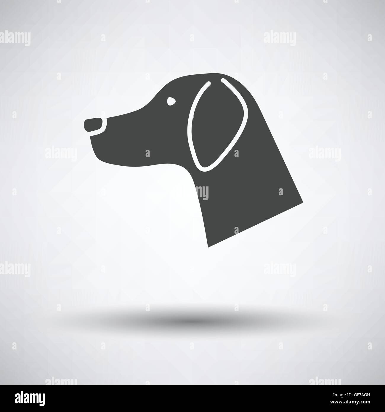 Dog head icon on gray background with round shadow. Vector illustration ...