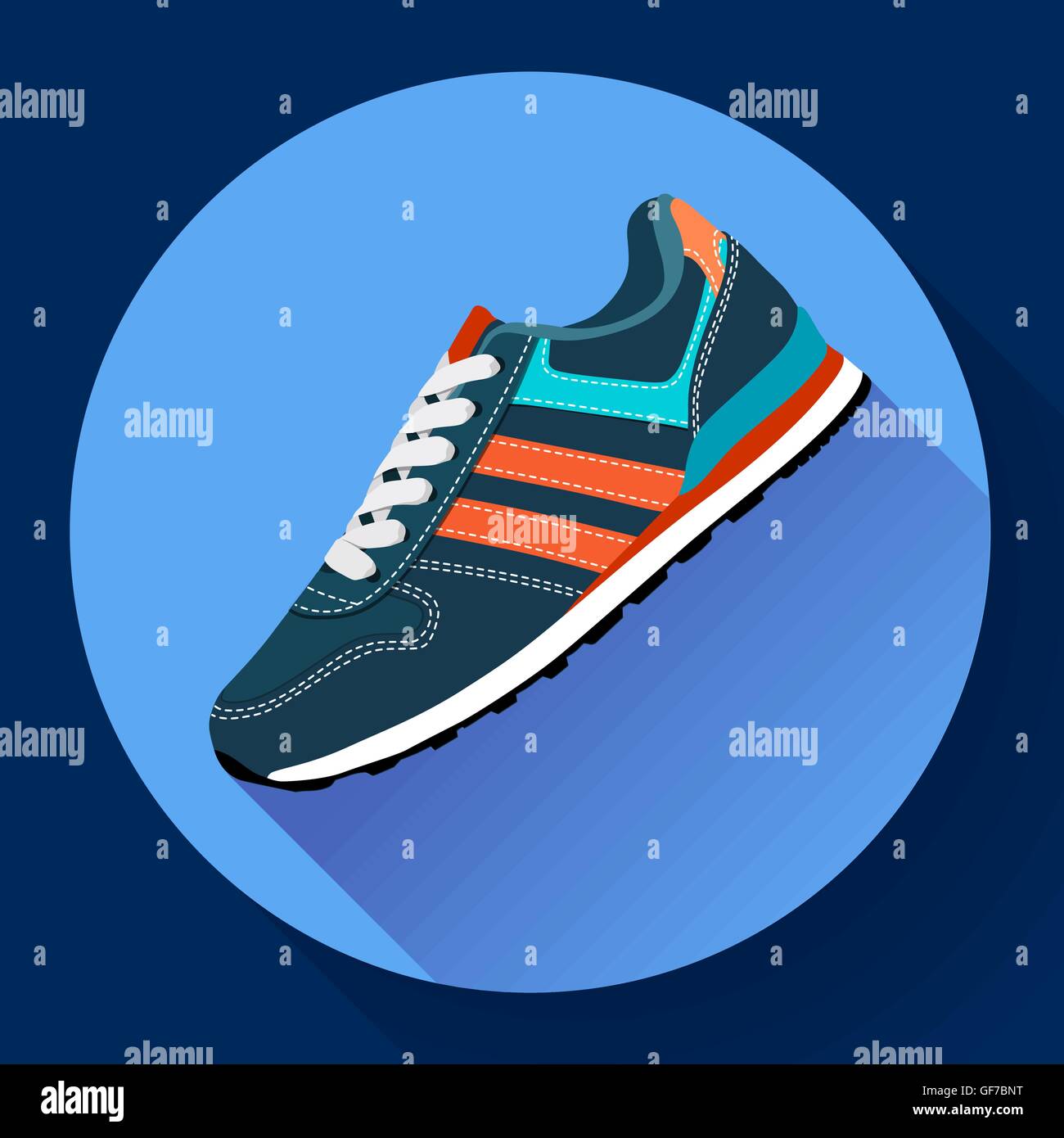 fitness sneakers shoes for training running shoe flat design with long shadow Stock Vector Image