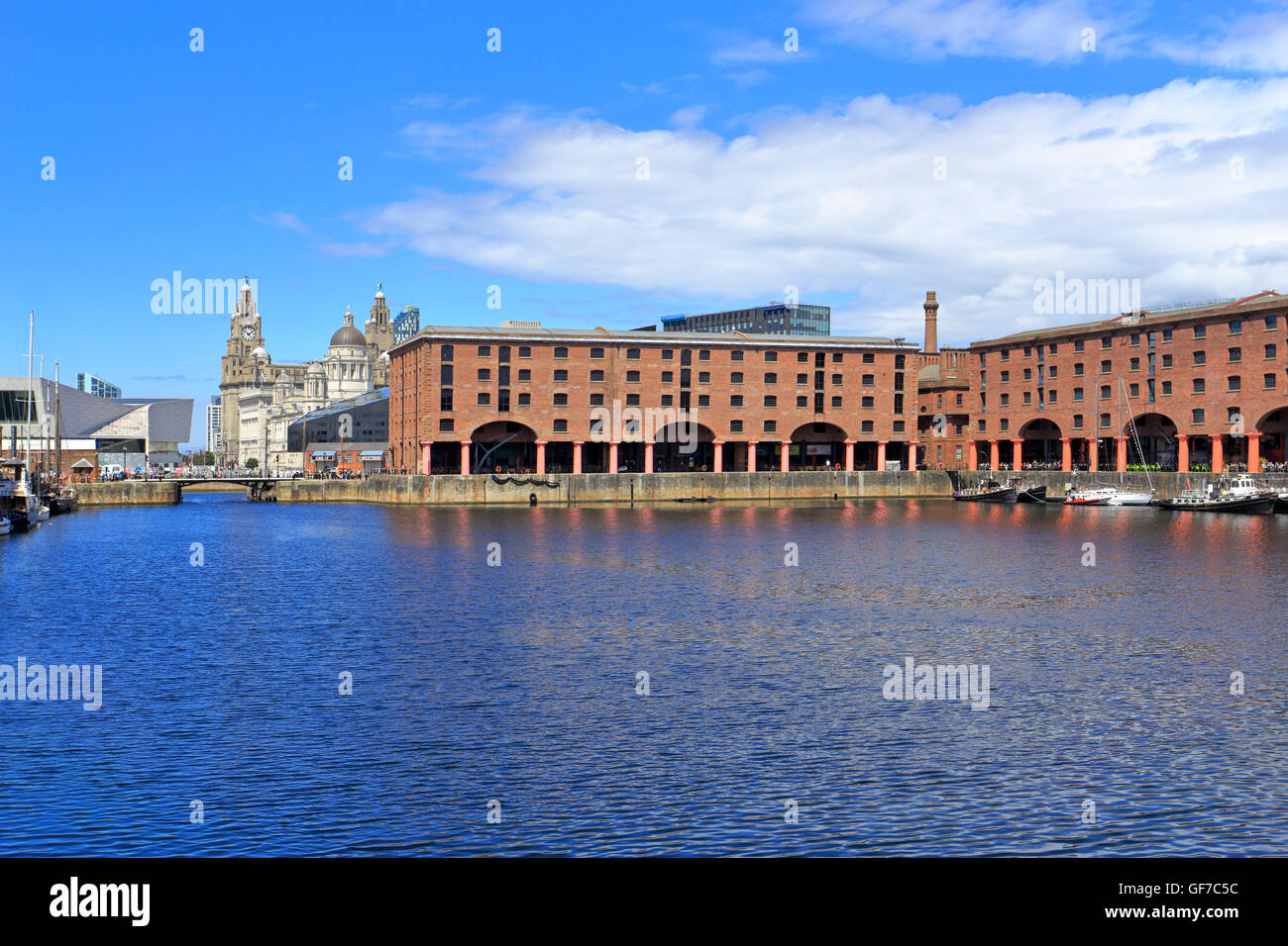 Merseyside Maritime Museum, Albert Dock and distant Pier Head buildings