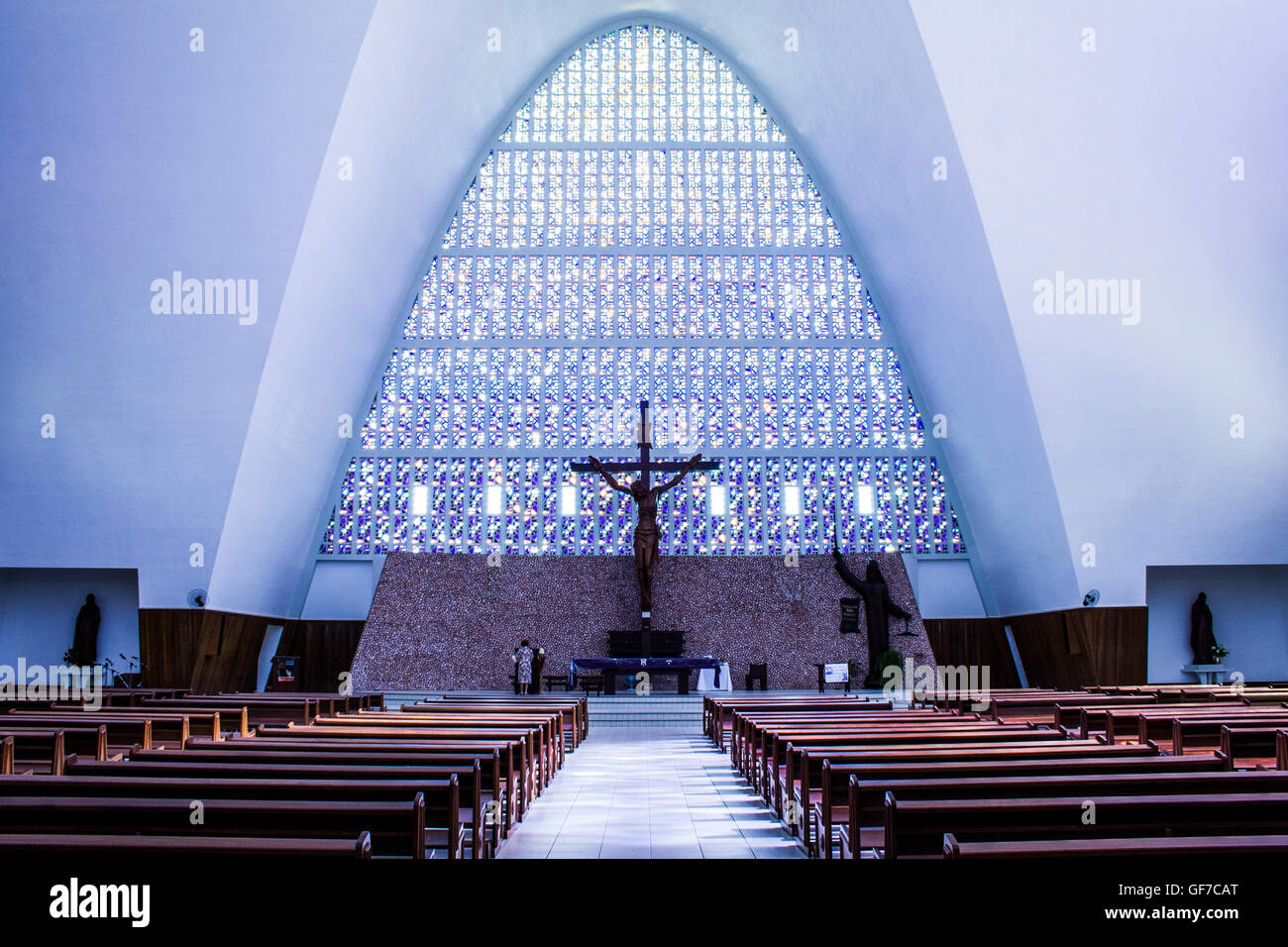 Interior of Sao Miguel Arcanjo Mother Church. Sao Miguel do Oeste, Santa Catarina, Brazil Stock