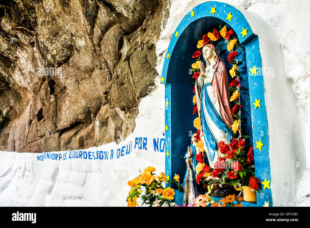 Monument to Our Lady of Lourdes. Sao Lourenco do Oeste, Santa Catarina, Brazil. Stock Photo