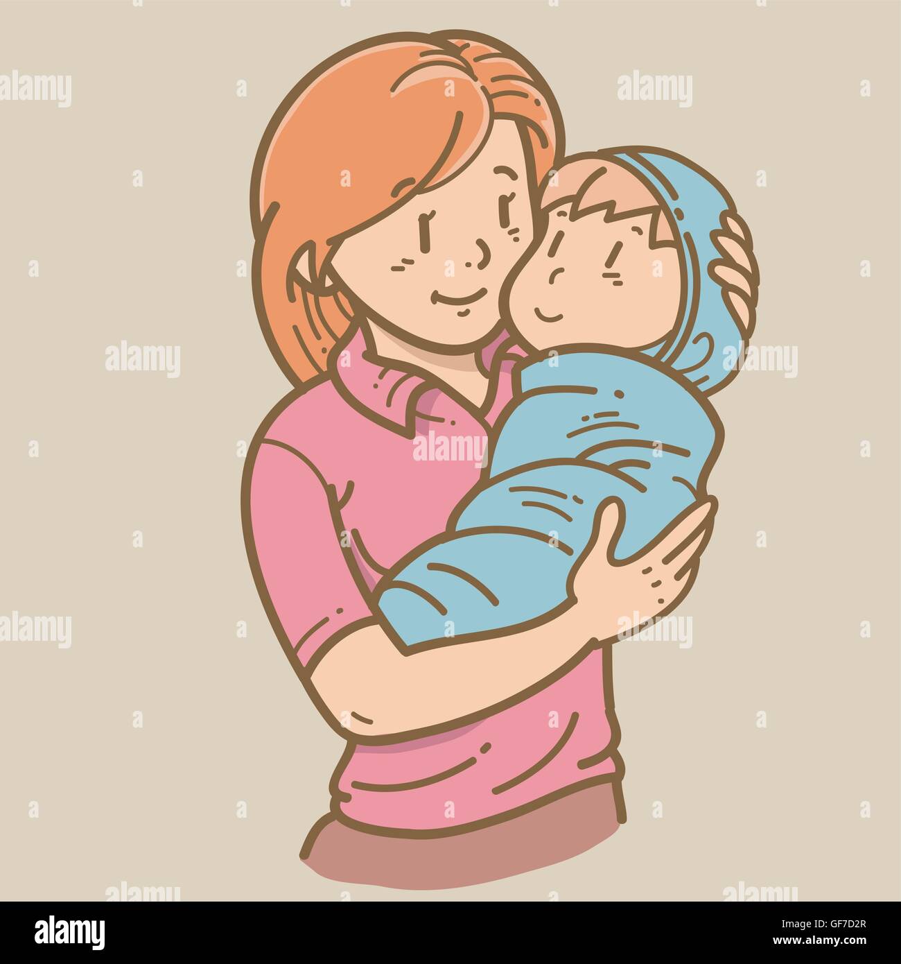 Mother holding baby Stock Vector