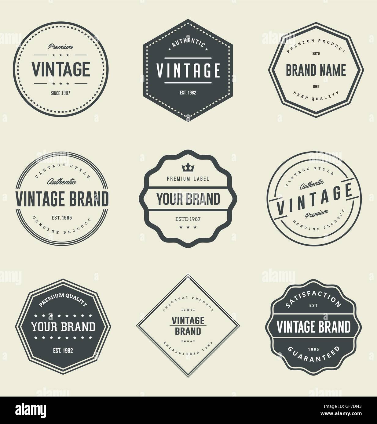 Vintage logo templates hi-res stock photography and images - Alamy