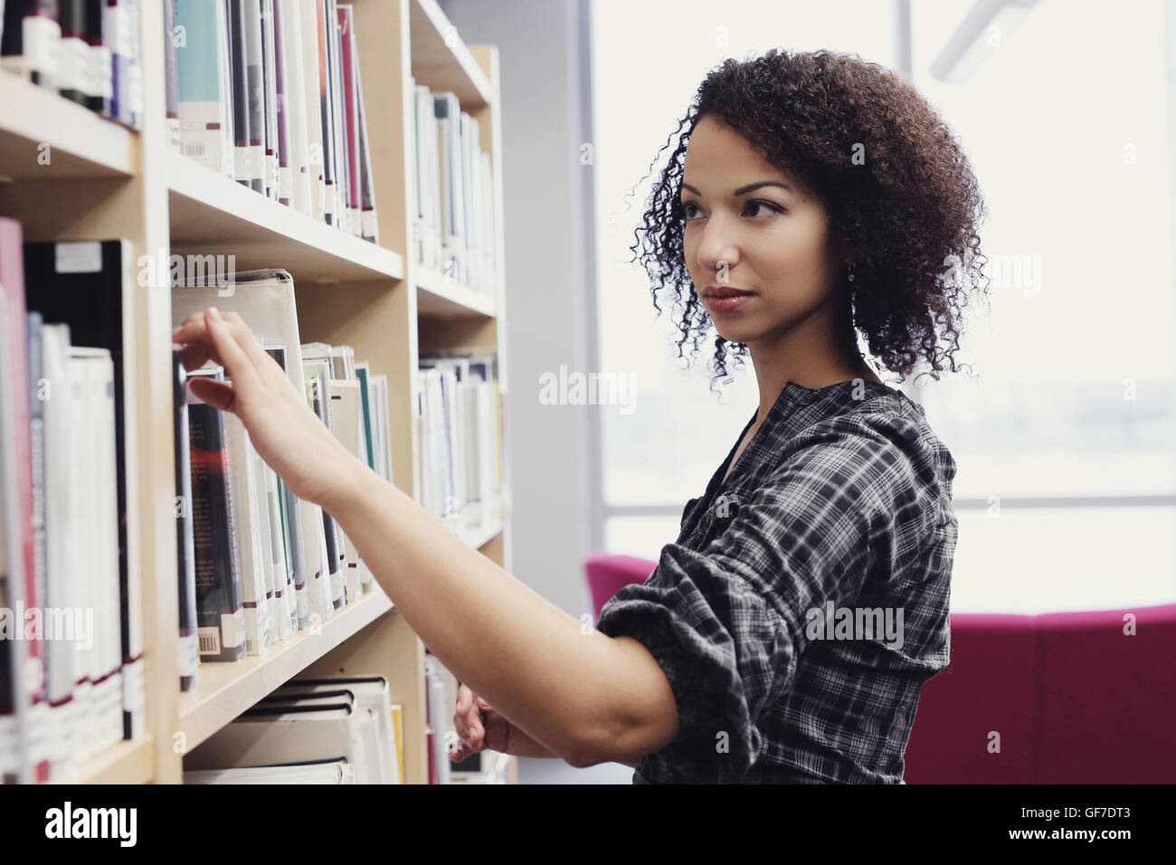 Student in library Stock Photo - Alamy