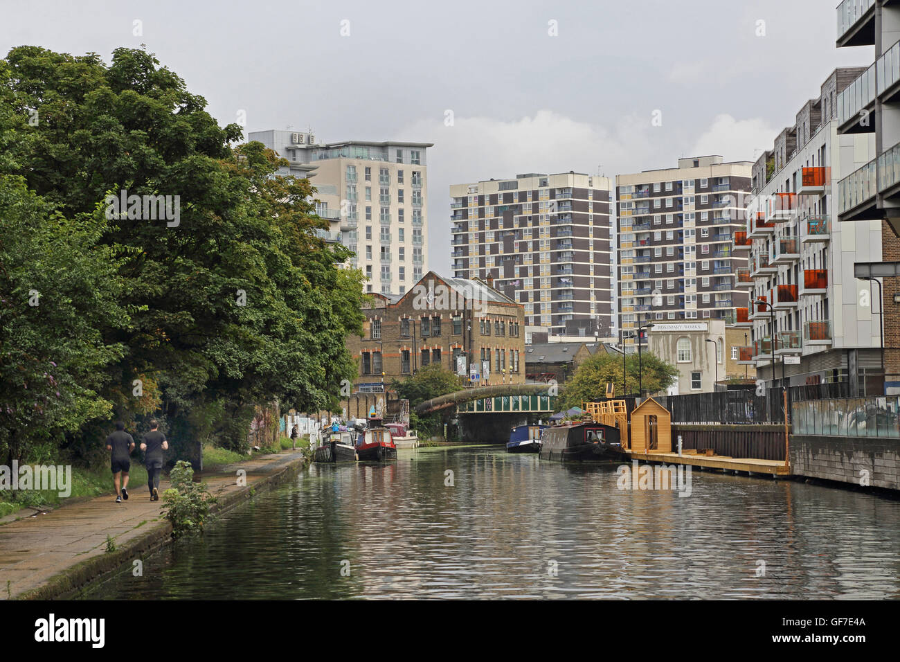 The Regents Canal in Hoxton, north London. Looking East towards