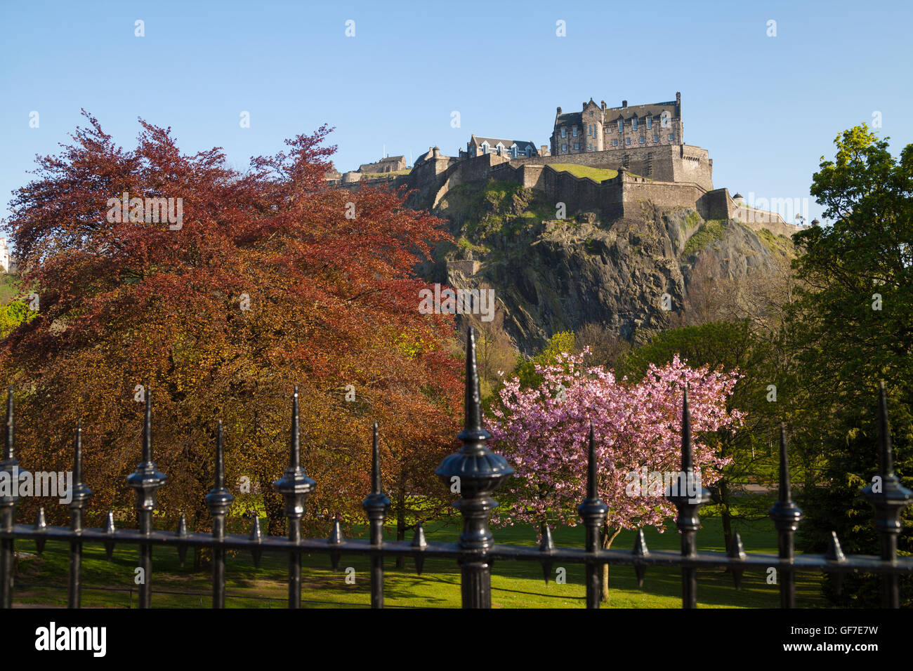 Edinburgh Castle from Princes Street. Stock Photo