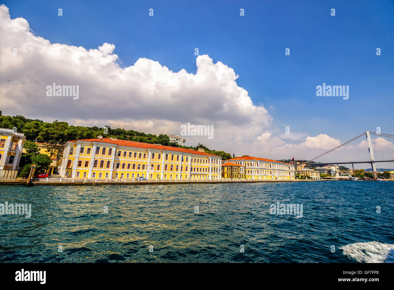 ISTANBUL - AUGUST 18: Galatasaray University August 18, 2015 in Istanbul. View from the boat on the Galatasaray University near Stock Photo