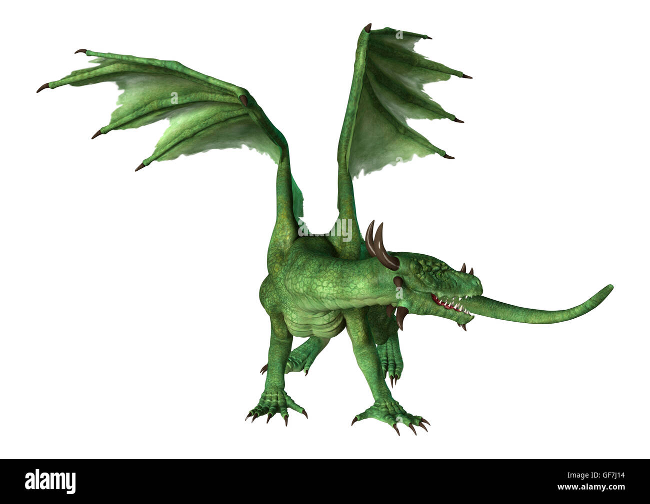 3D rendering of a fantasy dragon isolated on white background Stock ...