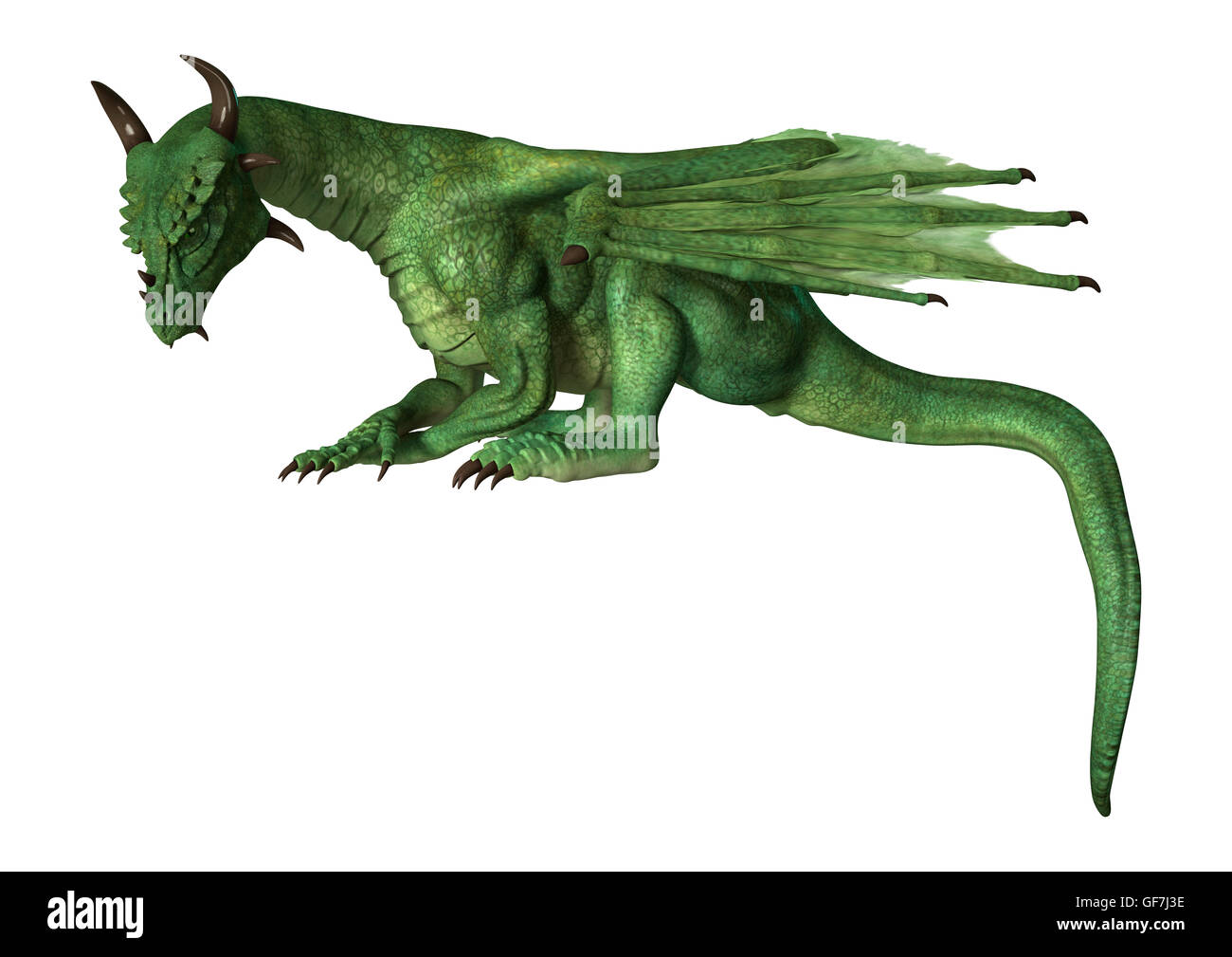 3D rendering of a fantasy dragon isolated on white background Stock ...