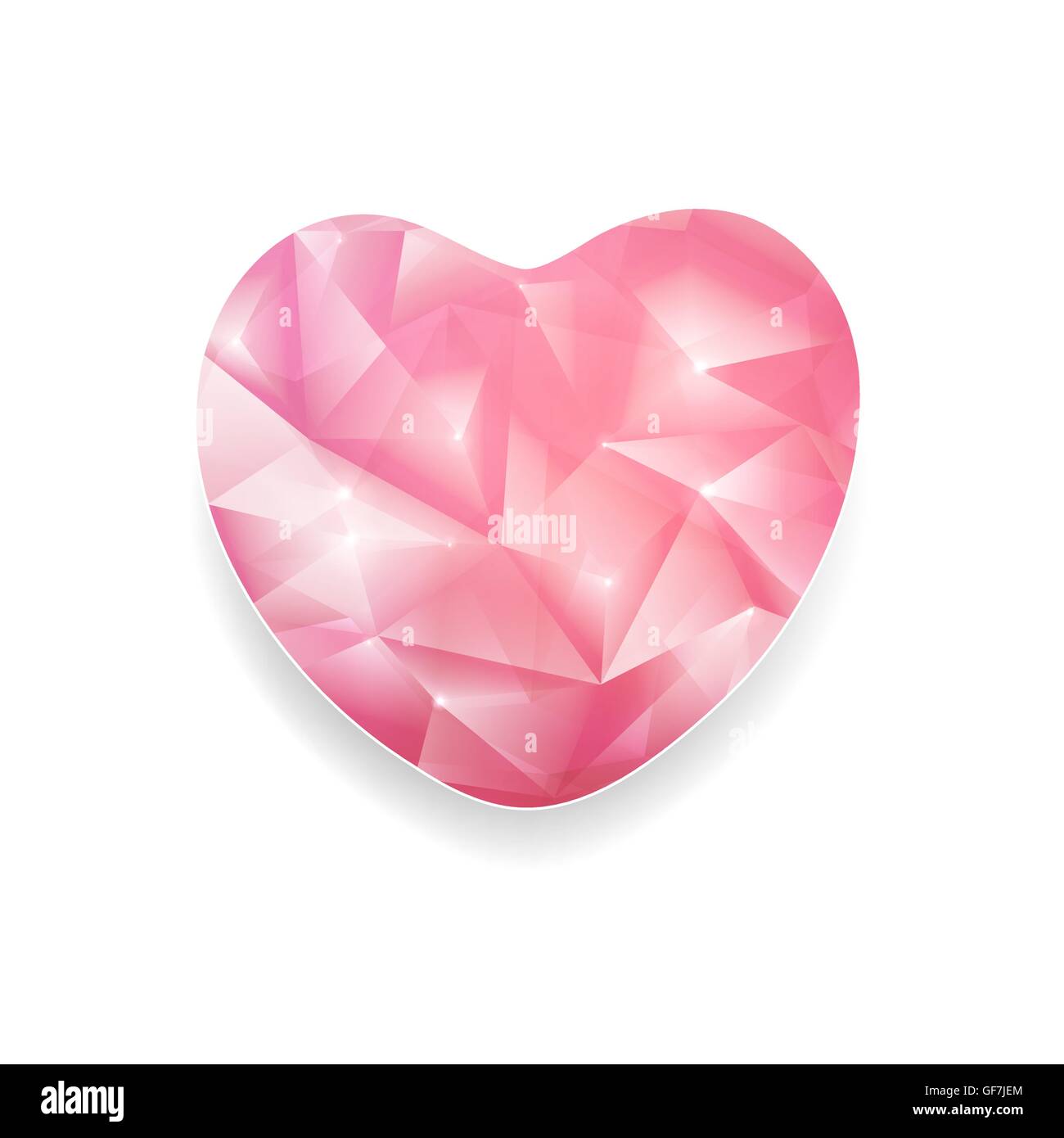 Abstract Crystal Heart With Twinkle On A White Background Stock Vector