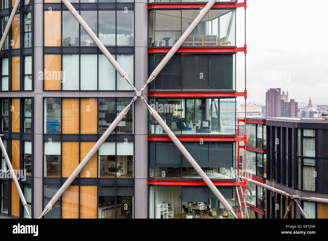 London, England - June 2016. Life in a glass box, a modern apartment near the Tate Modern Museum. Stock Photo