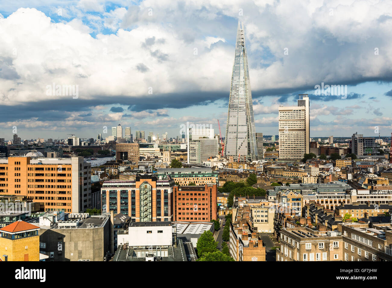 London, England - June 2016. View of  the Shard, the tallest building in London, from the Tate Modern Observation Deck Stock Photo