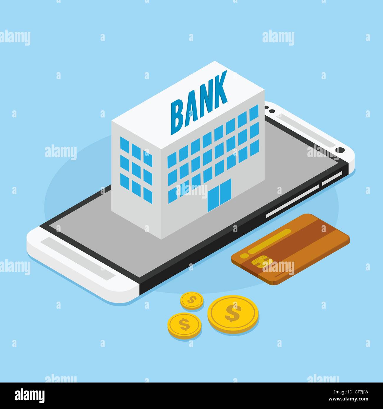 mobile banking with bank building Stock Vector Image & Art - Alamy