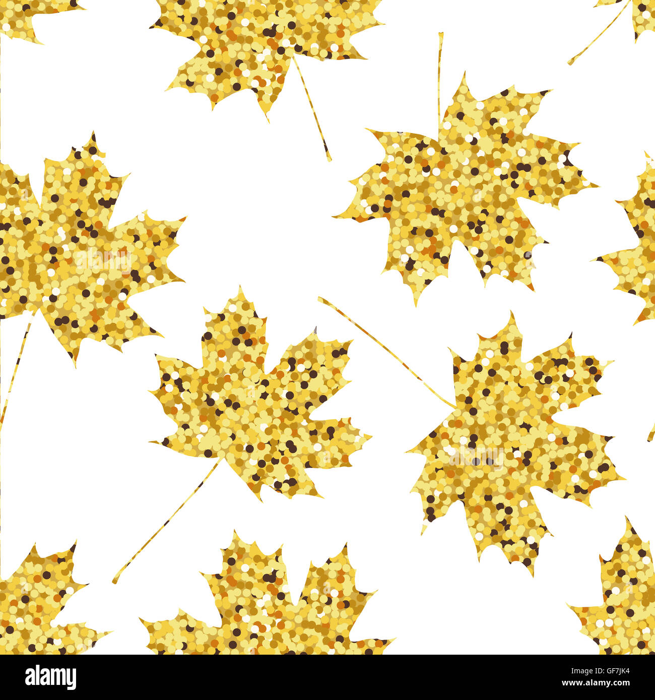 Seamless pattern with golden maple leaves. Vector illustration Stock ...