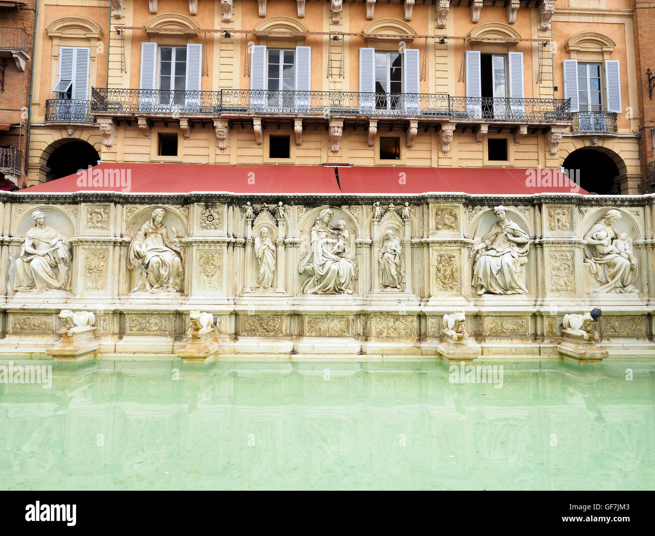 Detail of Fonte Gaia in piazza del Campo - Siena, Italy Stock Photo