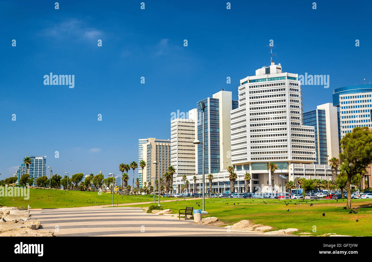 View of the Mediterranean waterfront in Tel Aviv Stock Photo