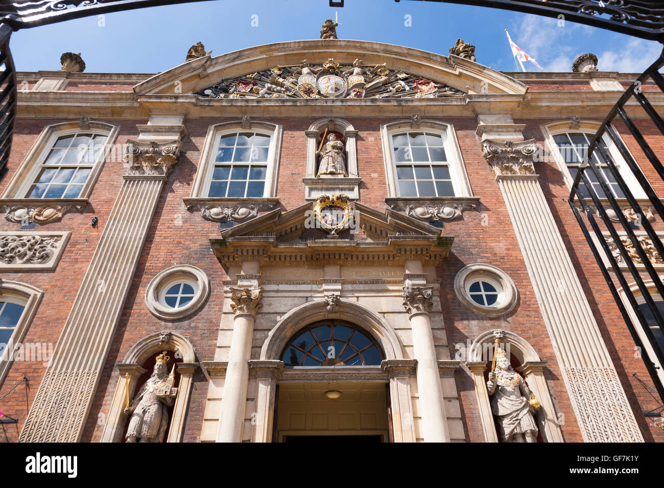 The front facade exterior of the Guildhall / Worcester Guildhall (town