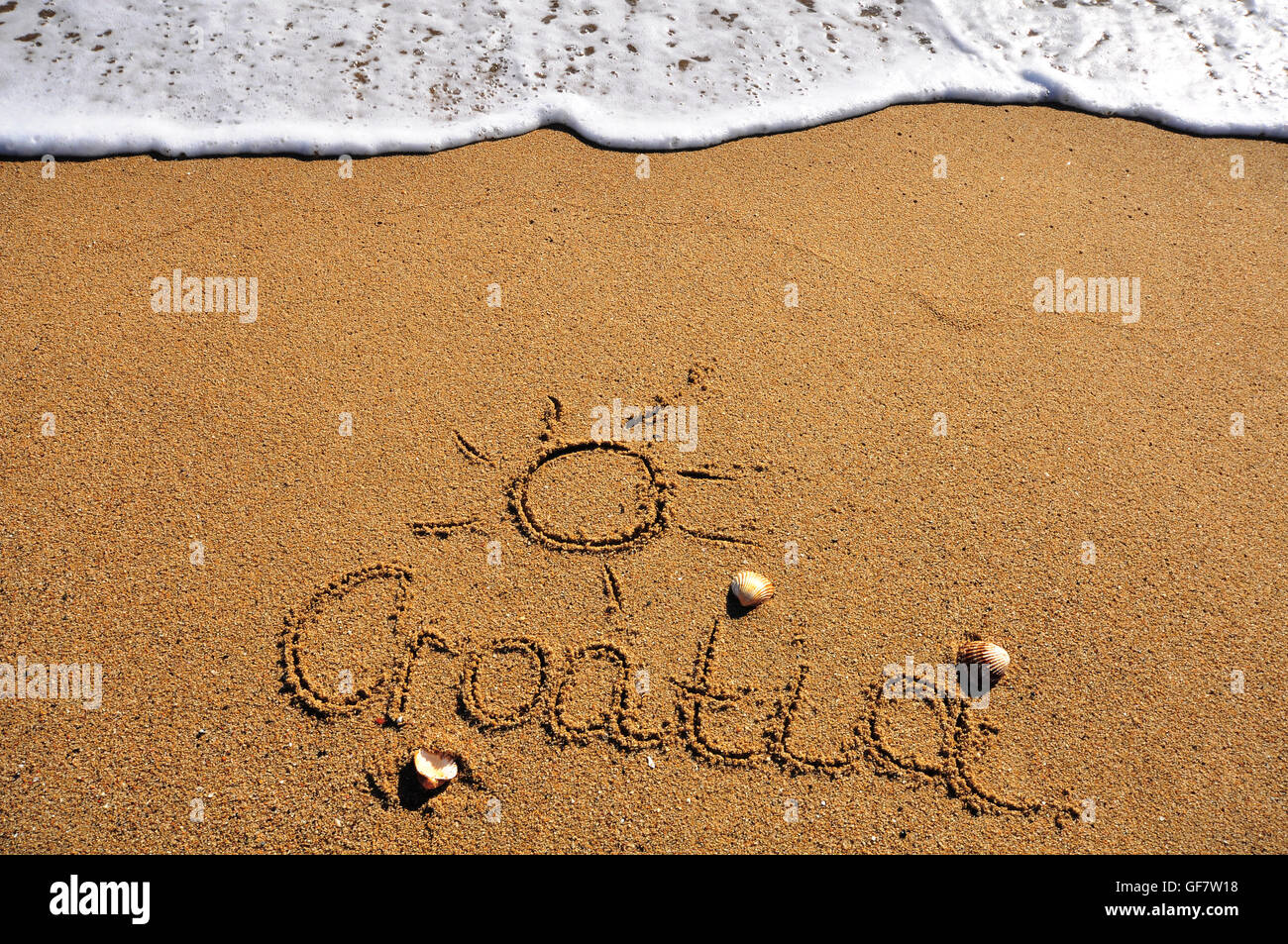 Croatia summer sign on the beach Stock Photo