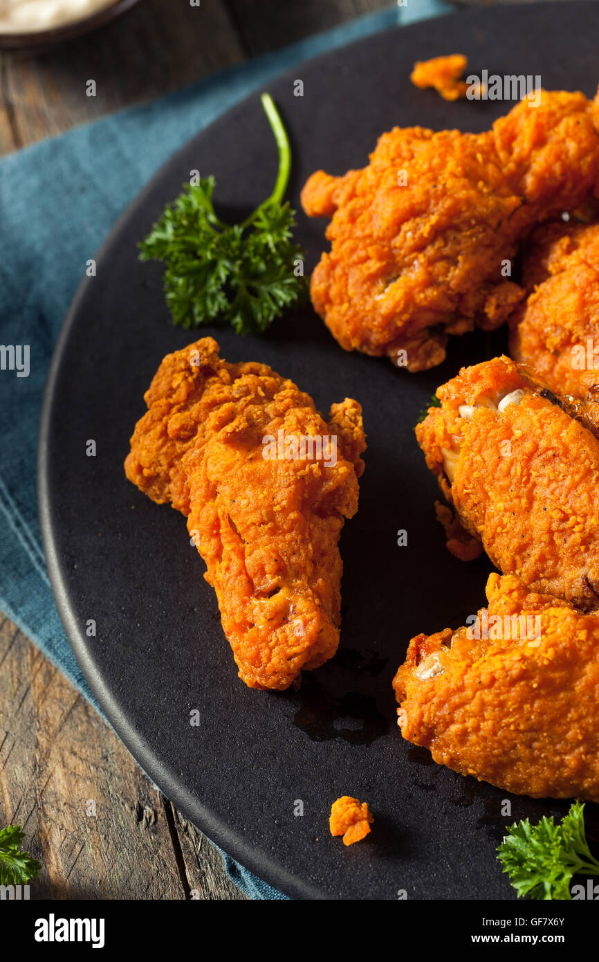 Spicy Deep Fried Breaded Chicken Wings with Ranch Stock Photo - Alamy