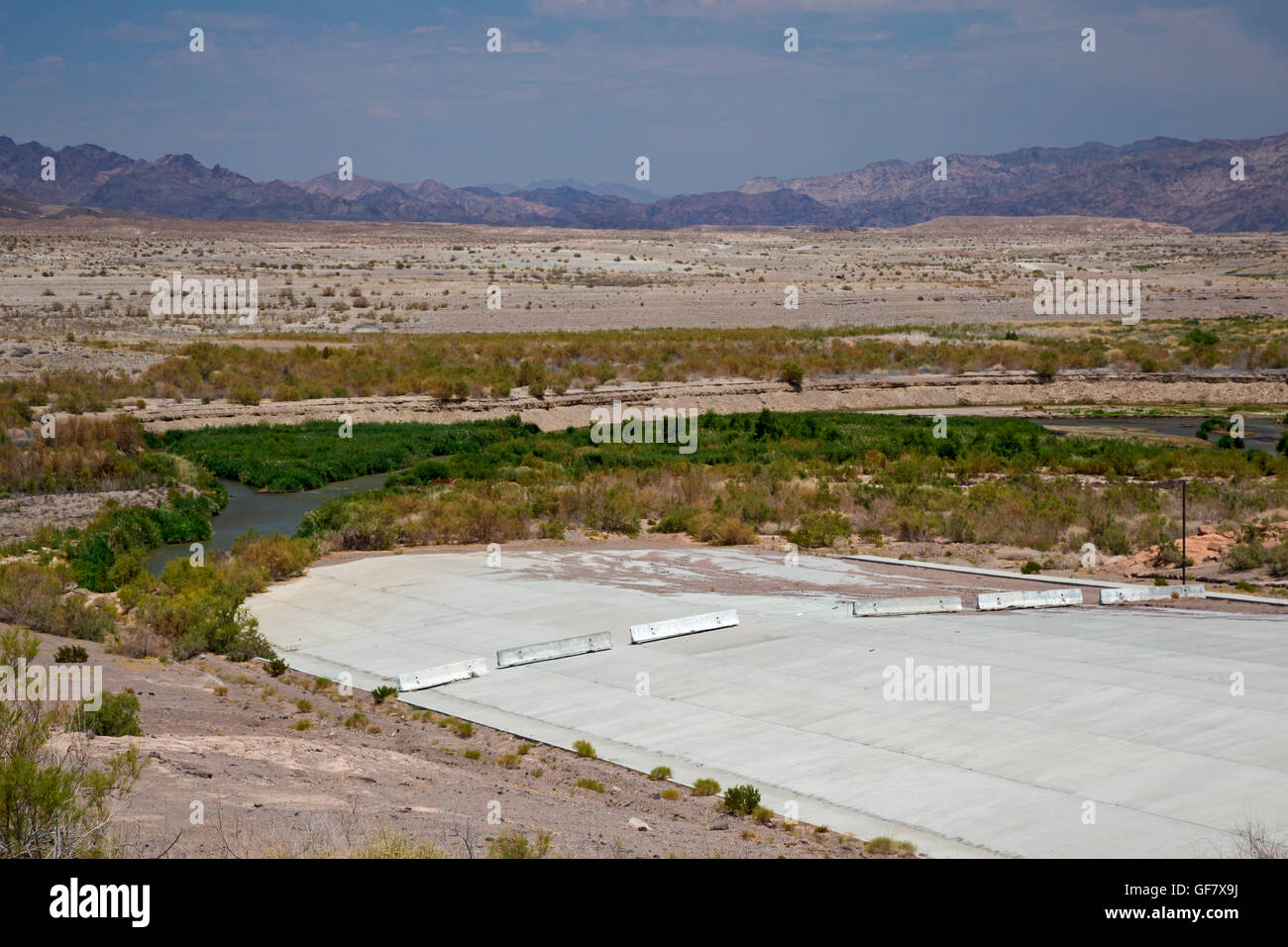 Las Vegas, Nevada - Lake Mead boat ramp closed due to falling water levels. Stock Photo