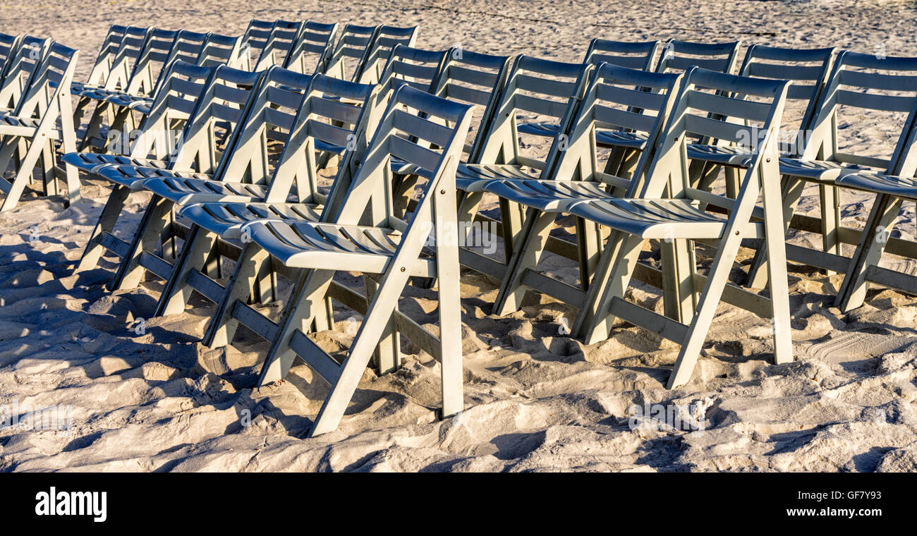 Chairs Setup For A Wedding On The Beach San Destin Fl Stock Photo