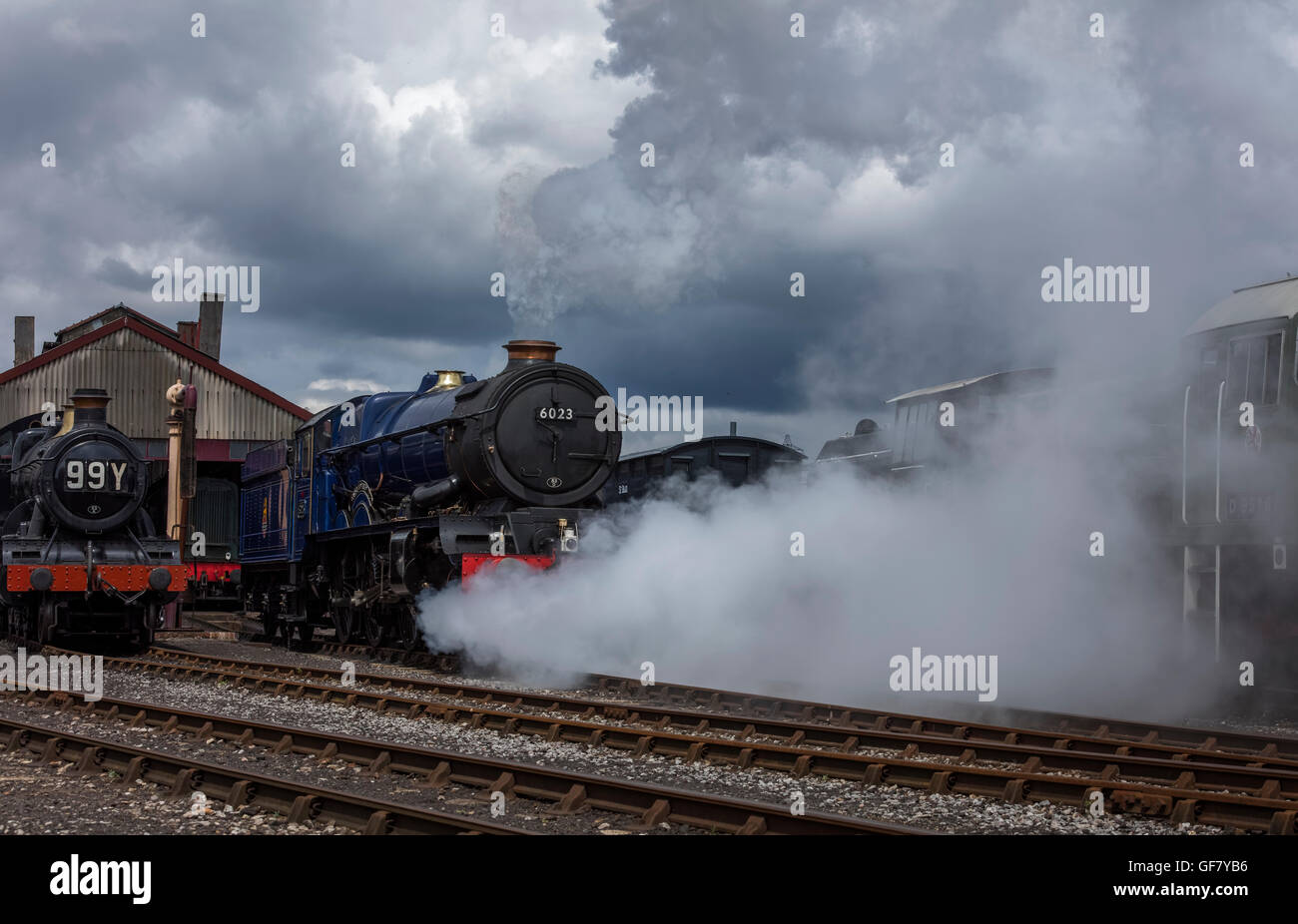 Two restored and working steam engines at Didcot, One the King Edward